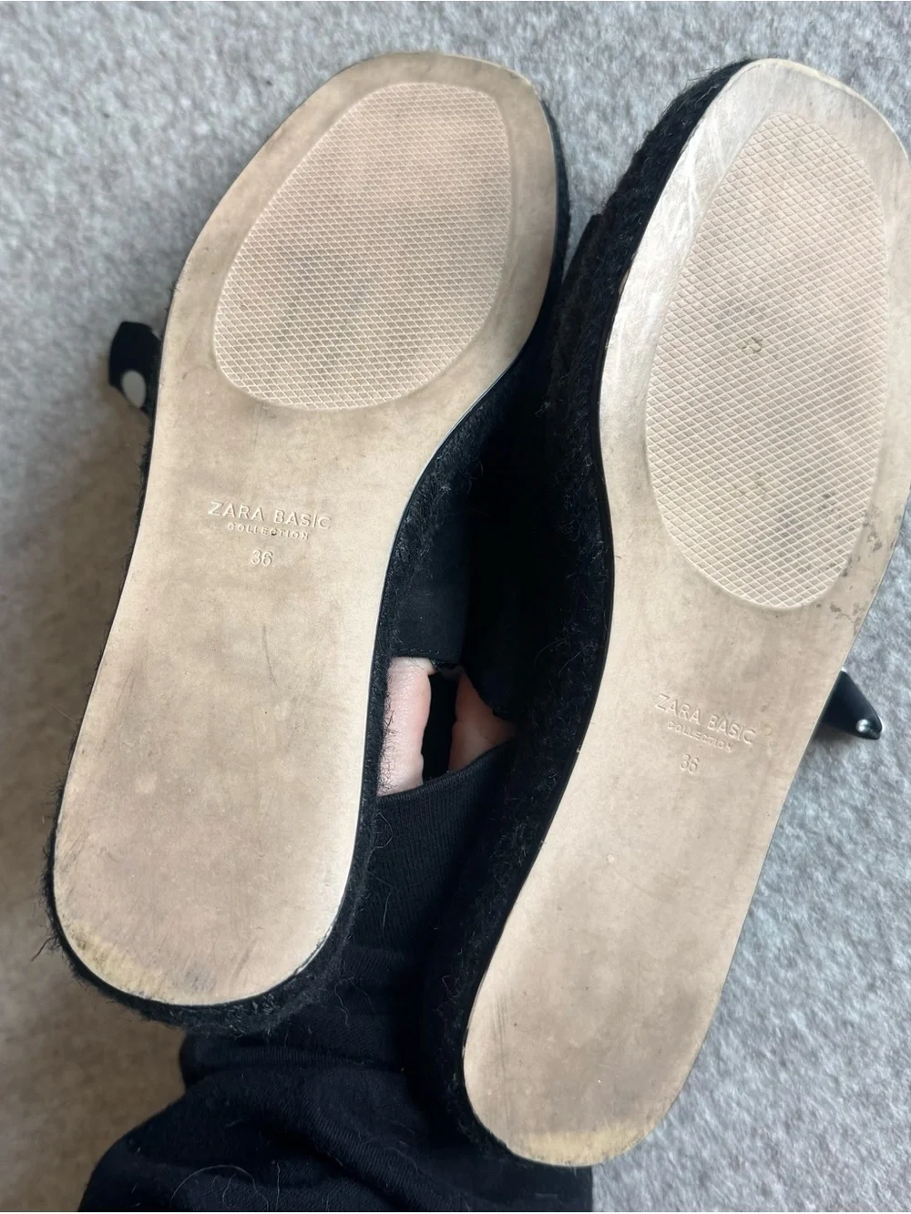 Zara Black Slide Mules with Black-and-White Polka Dot Tie - Picture 4 of 4